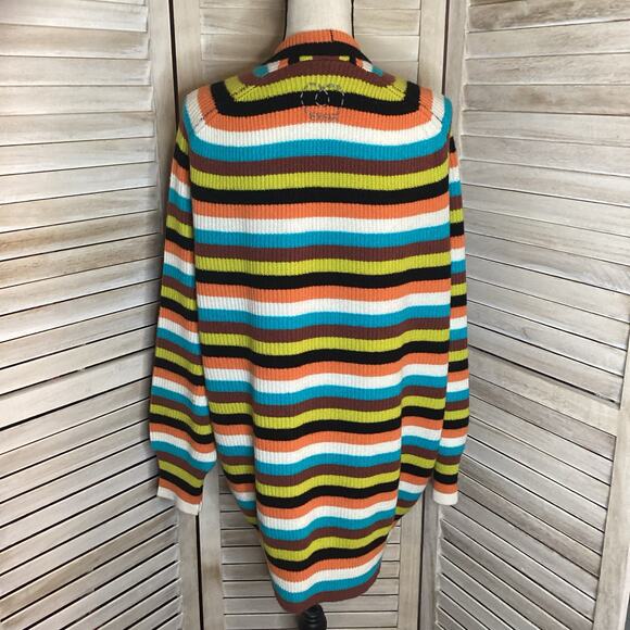 Queene And Belle 100% Cashmere Scotland Striped Oversized Open Cardigan - Picture 5 of 11